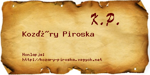 Kozáry Piroska névjegykártya